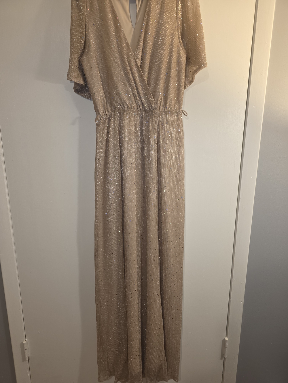 Baltic Born Champagne Sequin Wrap Maxi Dress